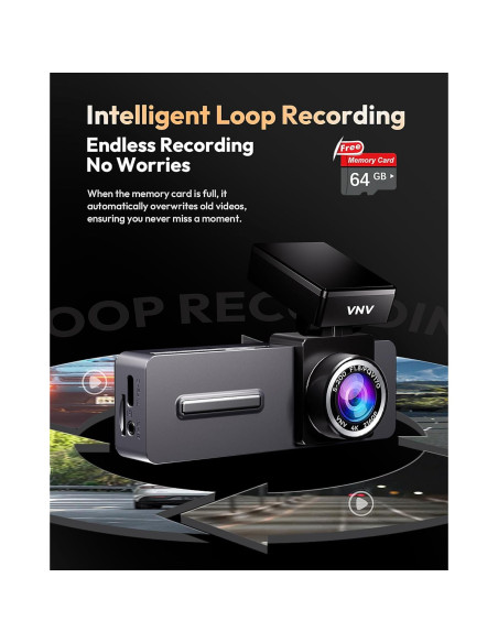 Cámara Dash VNV S-V200 4K Frontal + 2.5K Trasera, 64GB