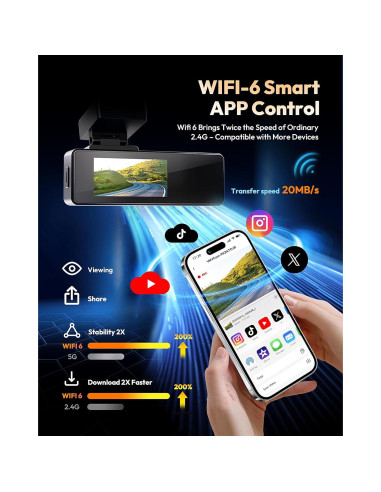 Cámara Dash VNV S-V200 4K Frontal + 2.5K Trasera, 64GB