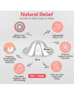 Copas de Lactancia de Plata 999 Olba Co - Protectores de Pezón Grande 2