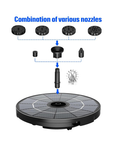 Bomba de Fuente Solar AISITIN 2.8W con Batería 1000mAh