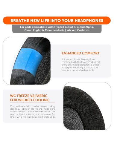 Almohadillas de Gel Enfriamiento WC Freeze V2 para HyperX Cloud