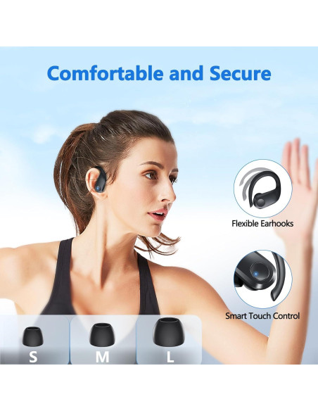 Auriculares Inalámbricos AUKEPT SP33 IPX7 48Hrs Negro