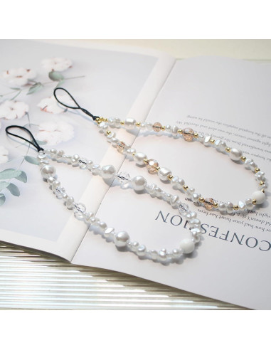 Correa de Muñeca con Perlas y Cristales para Teléfono