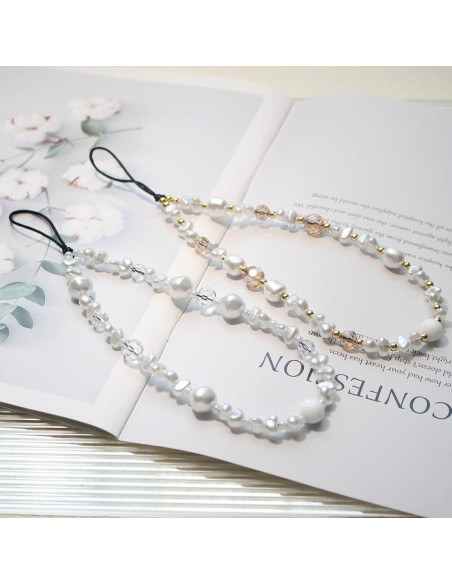 Correa de Muñeca con Perlas y Cristales para Teléfono Correa de Muñeca con Perlas y Cristales para Teléfono