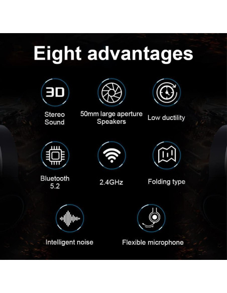 Auriculares Inalámbricos SLuB X-Pro 7.1 con Micrófono HD - Negro