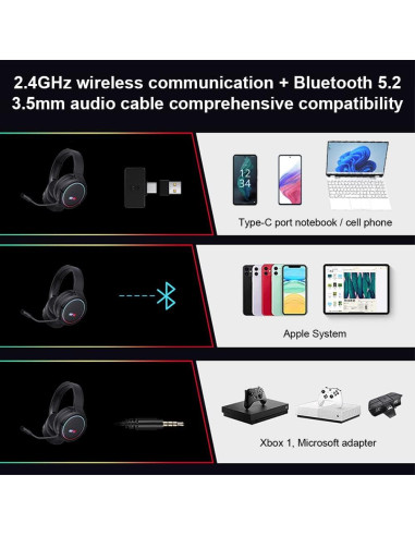 Auriculares Inalámbricos SLuB X-Pro 7.1 con Micrófono HD - Negro