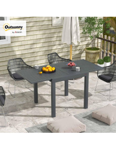 Mesa de Comedor Expandible Outsunny para Patio Gris 4-6 Personas 2