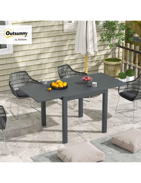 Mesa de Comedor Expandible Outsunny para Patio Gris 4-6 Personas
