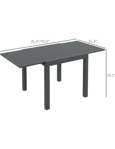 Mesa de Comedor Expandible Outsunny para Patio Gris 4-6 Personas