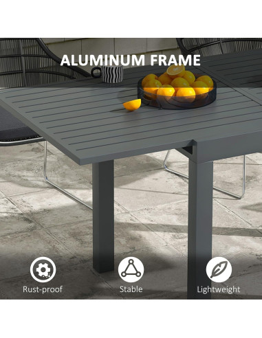 Mesa de Comedor Expandible Outsunny para Patio Gris 4-6 Personas