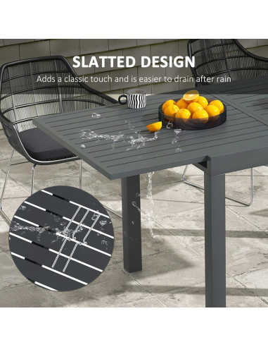Mesa de Comedor Expandible Outsunny para Patio Gris 4-6 Personas