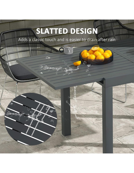 Mesa de Comedor Expandible Outsunny para Patio Gris 4-6 Personas