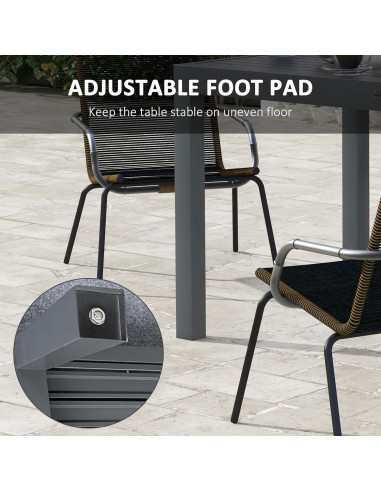 Mesa de Comedor Expandible Outsunny para Patio Gris 4-6 Personas