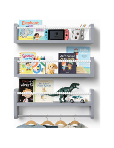 Estantes Flotantes Mazjoaru para Libros - Juego de 3 Gris