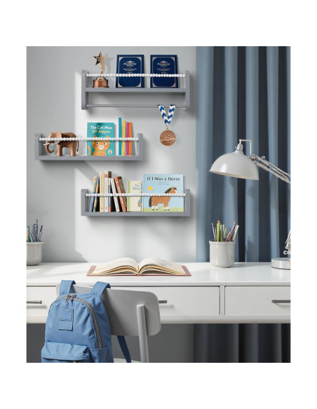 Estantes Flotantes Mazjoaru para Libros - Juego de 3 Gris