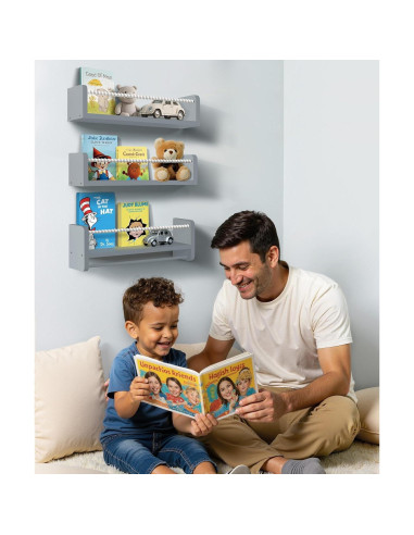 Estantes Flotantes Mazjoaru para Libros - Juego de 3 Gris