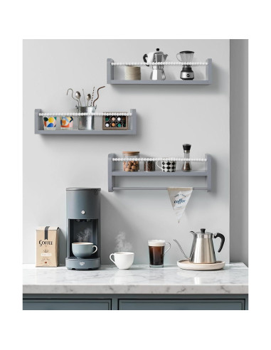 Estantes Flotantes Mazjoaru para Libros - Juego de 3 Gris