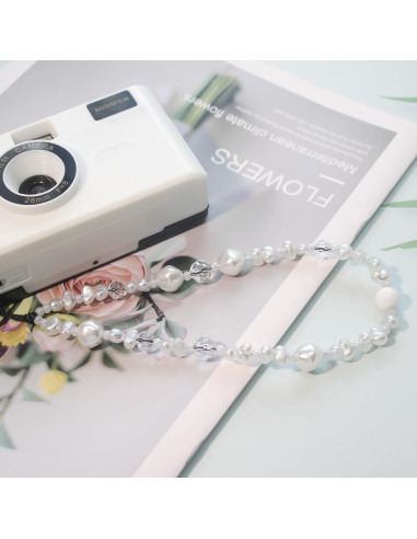 Correa de Muñeca con Perlas y Cristales para Teléfono