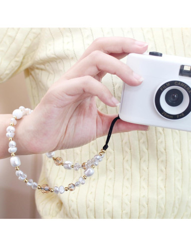 Correa de Muñeca con Perlas y Cristales para Teléfono
