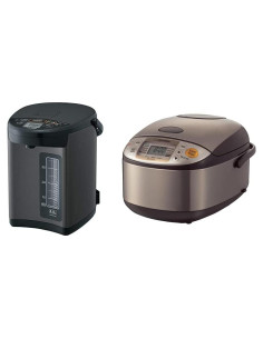 Zojirushi Calentador de Agua 4L y Olla Arrocera 1L Negro