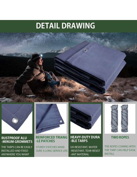 Lona Resistente al Agua FoundGo 2x2.1m Azul con Ojetes