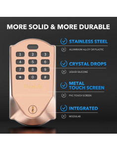 Cerradura Inteligente Welsdolk H1 Cobre Antiguo con Teclado 2