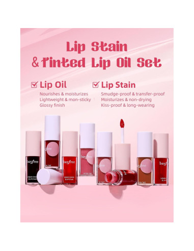 Set de Tinte Labial y Aceite Labial Bayfree - Coral Caliente