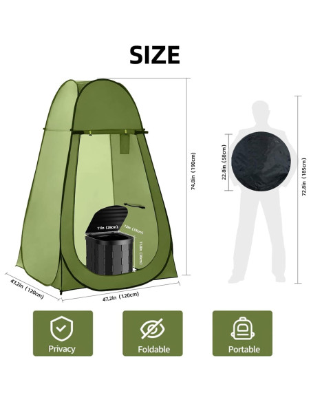Inodoro portátil PELJINS con tienda de privacidad para camping