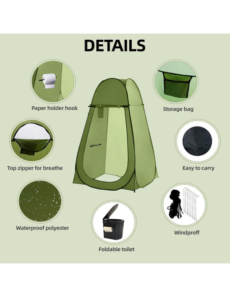 Inodoro portátil PELJINS con tienda de privacidad para camping