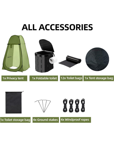 Inodoro portátil PELJINS con tienda de privacidad para camping