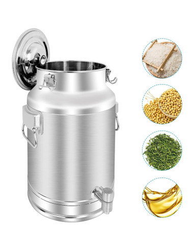 Lata de Leche Acero Inoxidable 304 20L con Grifo y Tapa Sellada