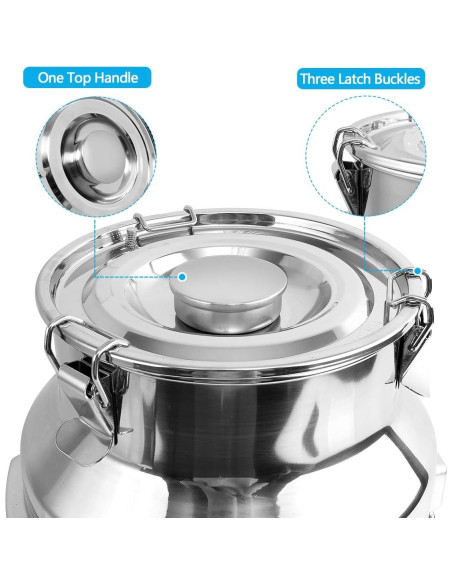 Lata de Leche Acero Inoxidable 304 20L con Grifo y Tapa Sellada