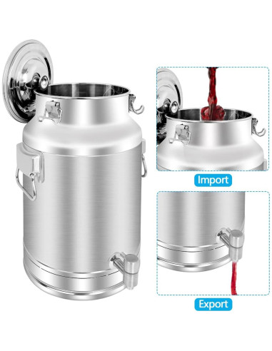 Lata de Leche Acero Inoxidable 304 20L con Grifo y Tapa Sellada