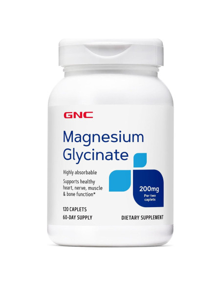 GNC Glicinato de Magnesio 200mg - 120 Tabletas Veganas GNC Glicinato de Magnesio 200mg - 120 Tabletas Veganas