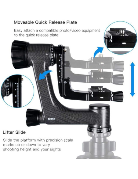 Cabezal de Cardán SIRUI PH-10 de Fibra de Carbono 0.98kg