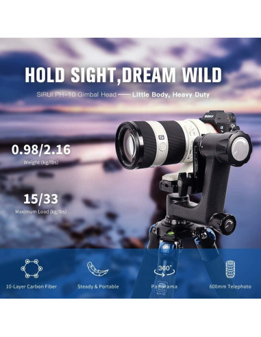 Cabezal de Cardán SIRUI PH-10 de Fibra de Carbono 0.98kg