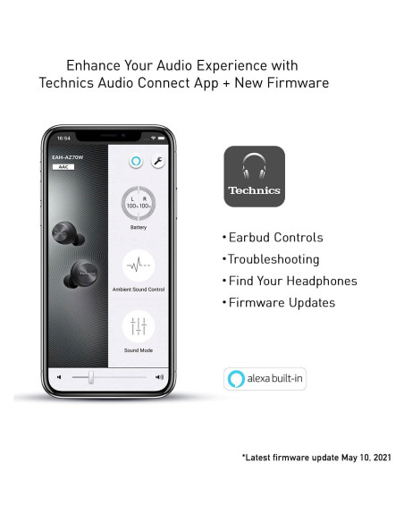 Auriculares Inalámbricos Technics EAH-AZ70W, Sonido Hi-Fi, Negro