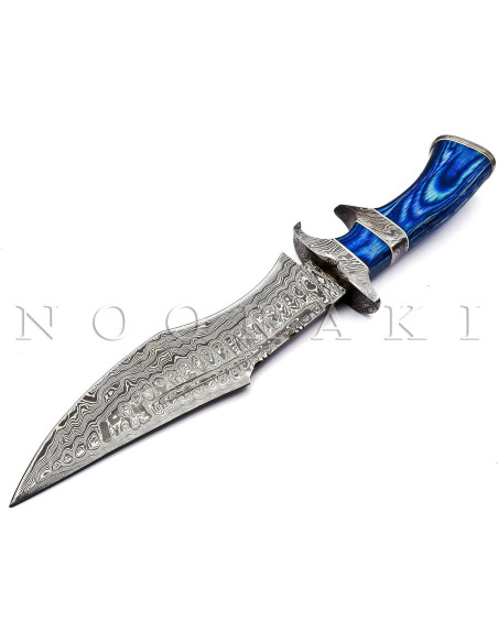 Cuchillo Bowie de Damasco Nooraki 38.1 cm con Funda de Cuero
