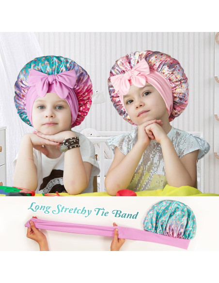 2 Gorras de Seda para Niños Choshion - Gorro de Dormir Ajustable