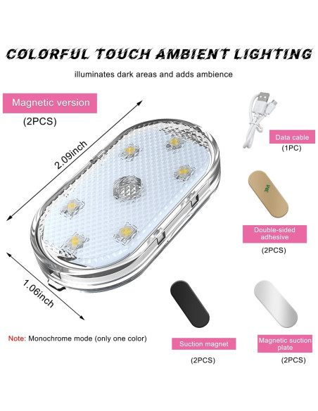 2 PCS Luces LED Inalámbricas para Auto povtii Azul