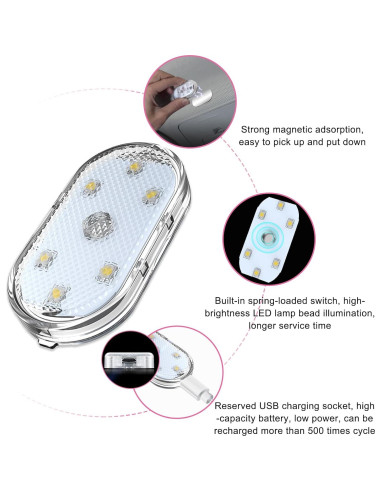 2 PCS Luces LED Inalámbricas para Auto povtii Azul