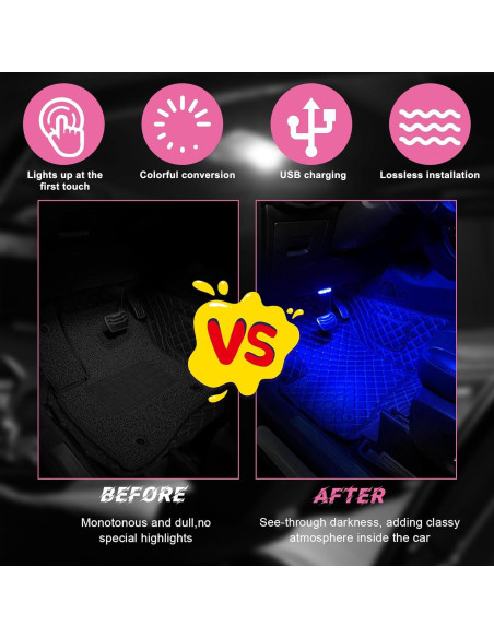 2 PCS Luces LED Inalámbricas para Auto povtii Azul