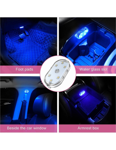 2 PCS Luces LED Inalámbricas para Auto povtii Azul