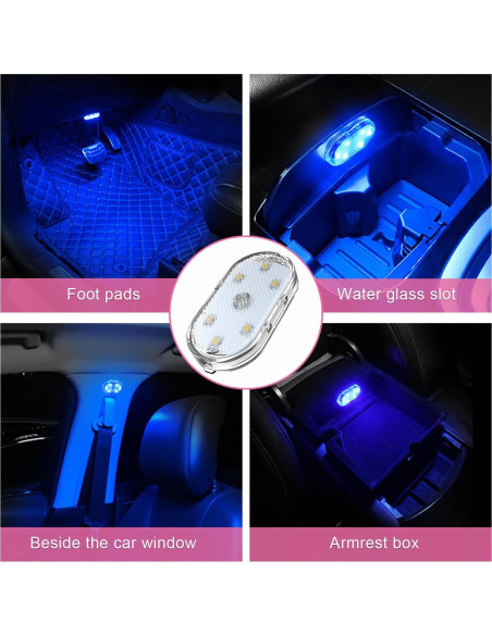 2 PCS Luces LED Inalámbricas para Auto povtii Azul