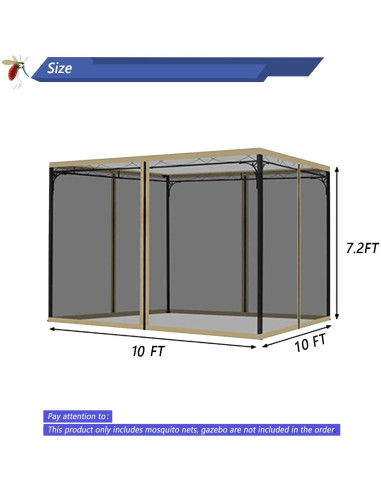 Mosquitero de Reemplazo SOOSPE-MZ 3.05m x 3.05m Negro