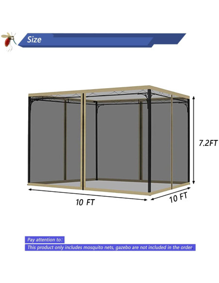 Mosquitero de Reemplazo SOOSPE-MZ 3.05m x 3.05m Negro