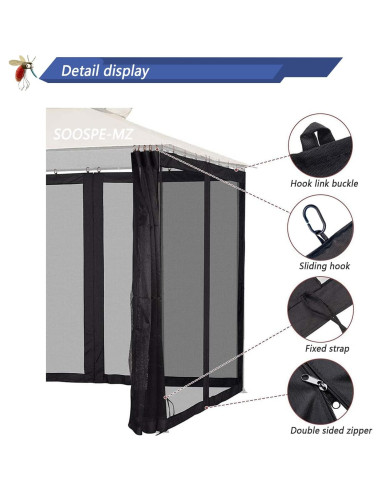 Mosquitero de Reemplazo SOOSPE-MZ 3.05m x 3.05m Negro