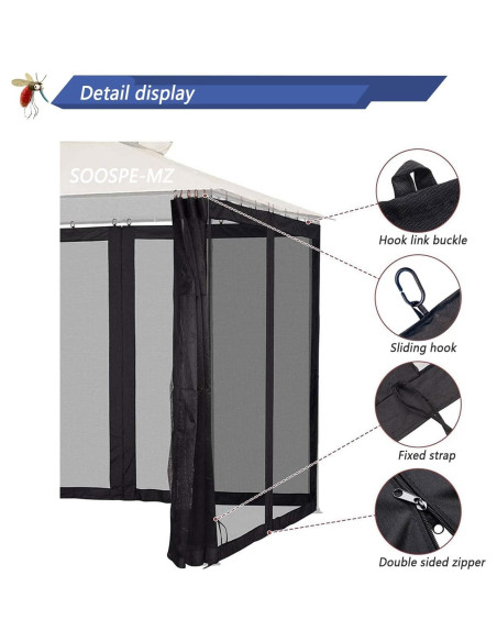 Mosquitero de Reemplazo SOOSPE-MZ 3.05m x 3.05m Negro