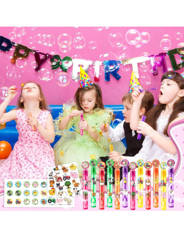24 Burbujas de Animales de Granja + 96 Stickers Fiesta