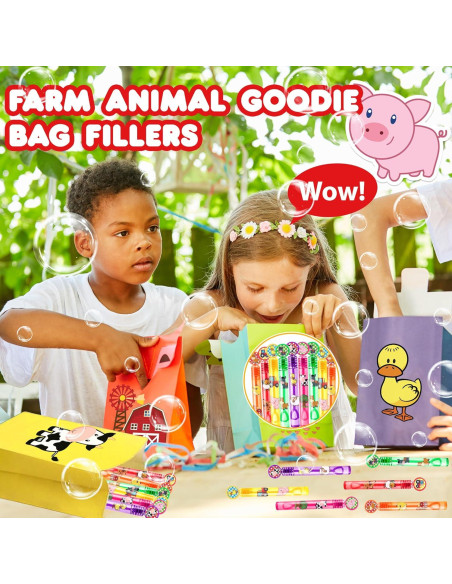 24 Burbujas de Animales de Granja + 96 Stickers Fiesta